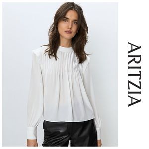 Aritzia Babaton Pleated Blouse DARK SLATE